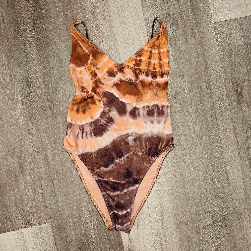 H&M Tie Dye One Piece Swimsuit size Small V Neckline size 4